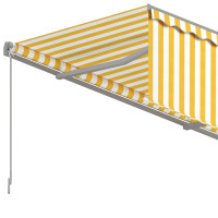 Produktbild för Manuell infällbar markis m. rullgardin 3,5x2,5m gul och vit