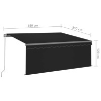 Produktbild för Manuell infällbar markis med rullgardin 3,5x2,5 m antracit