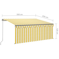 Produktbild för Manuell markis med rullgardin och LED 3,5x2,5 m gul och vit