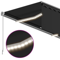 Produktbild för Manuell infällbar markis med rullgardin&LED 3,5x2,5 m antracit