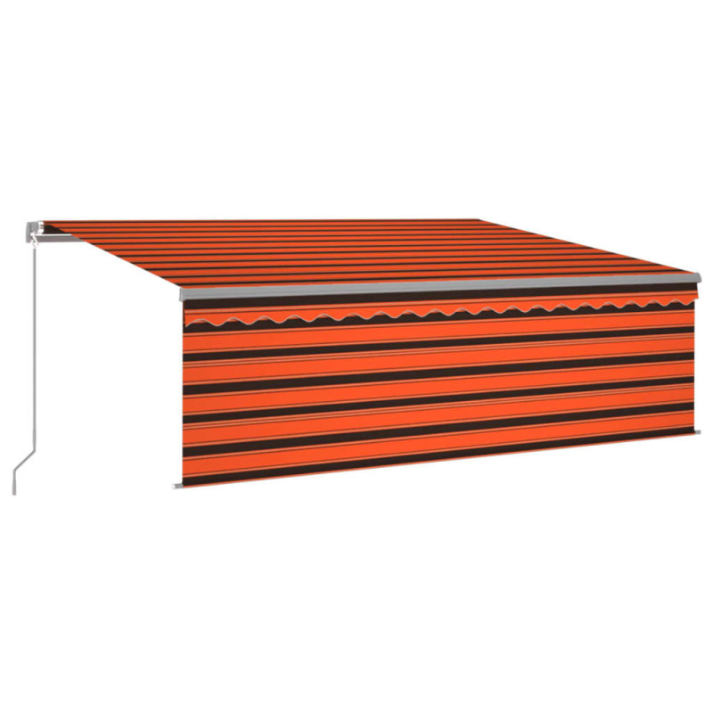 Produktbild för Manuell markis med rullgardin LED 4x3 m orange/brun