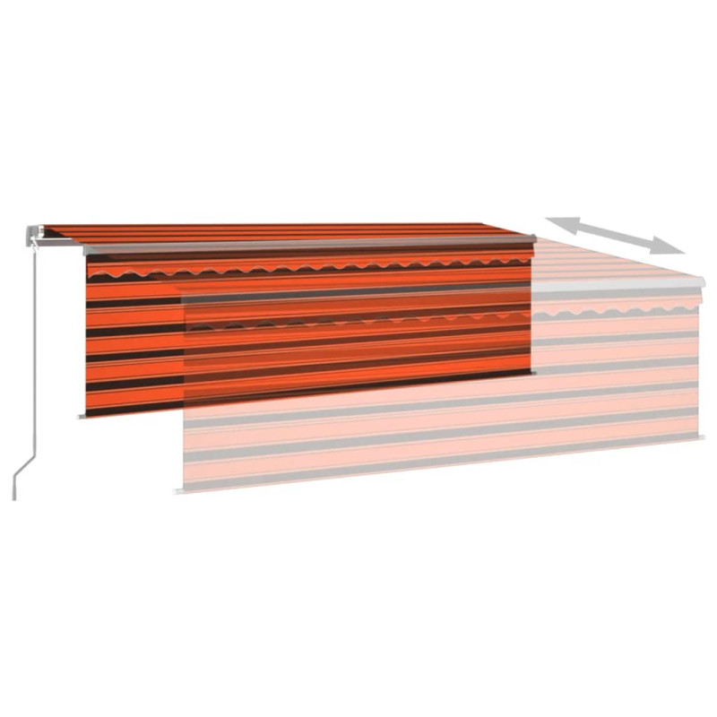 Produktbild för Manuell markis med rullgardin LED 4x3 m orange/brun
