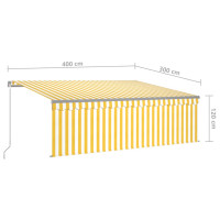 Produktbild för Manuell markis med rullgardin & LED 4x3 m gul och vit