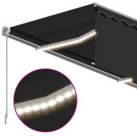 Produktbild för Manuell markis med rullgardin och LED 4x3m antracit