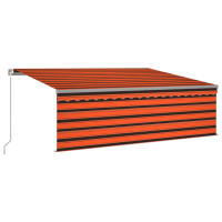 Produktbild för Manuell markis med rullgardin & LED 4x3 m orange/brun