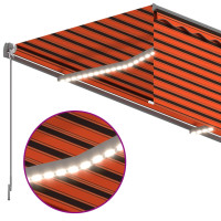 Produktbild för Manuell markis med rullgardin & LED 4x3 m orange/brun