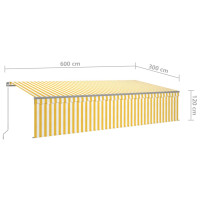 Produktbild för Manuell markis med rullgardin LED 6x3m gul/vit