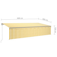 Produktbild för Automatiserad markis med rullgardin 6x3m gul/vit