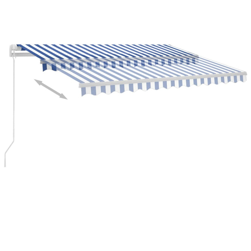 Produktbild för Markis manuellt infällbar med LED 300x250 cm blå och vit