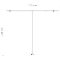 Produktbild för Automatisk markis med vindsensor & LED 300x250 cm blå och vit