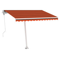 Produktbild för Automatisk markis med vindsensor & LED 300x250 cm orange/brun