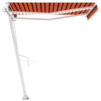 Produktbild för Automatisk markis med vindsensor & LED 300x250 cm orange/brun