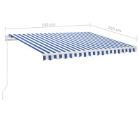 Miniatyr av produktbild för Fristående markis manuellt infällbar 350x250 cm blå/vit