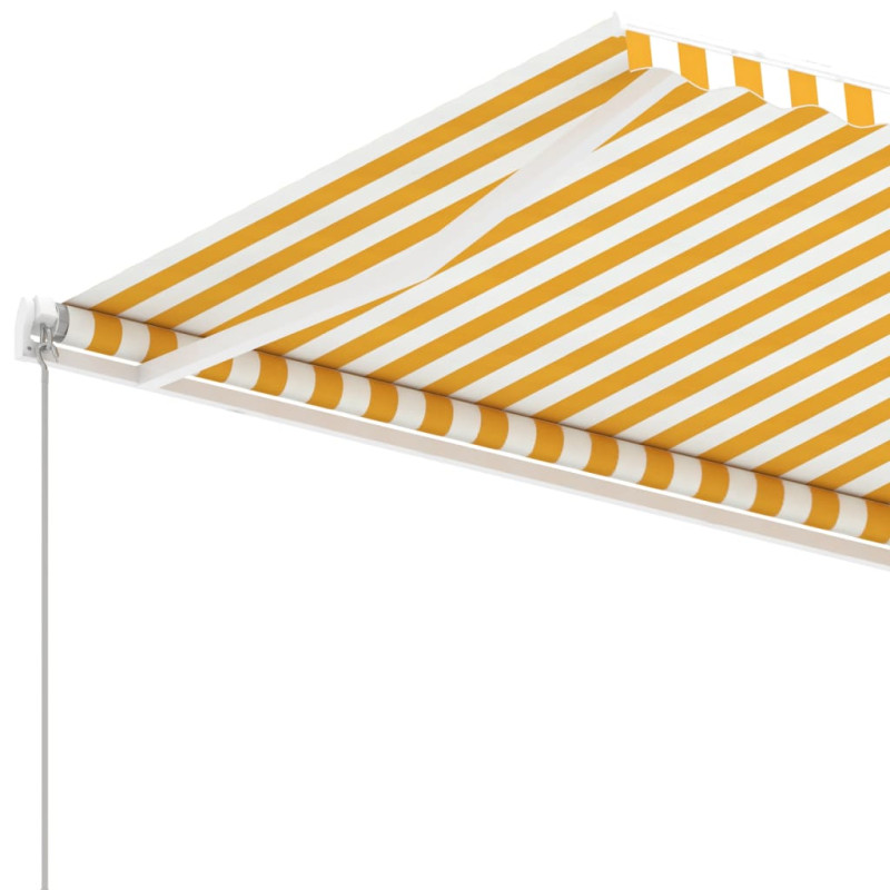 Produktbild för Fristående markis manuellt infällbar 350x250 cm gul/vit