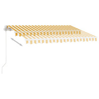 Produktbild för Markis manuellt infällbar med LED 350x250 cm gul och vit