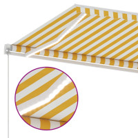 Produktbild för Markis manuellt infällbar med LED 350x250 cm gul och vit