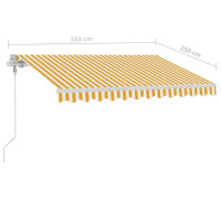 Produktbild för Automatisk markis med vindsensor & LED 350x250 cm gul/vit