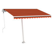 Produktbild för Automatisk markis med vindsensor & LED 350x250 cm orange/brun