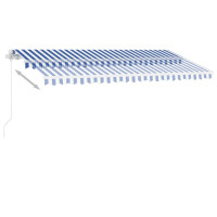 Produktbild för Fristående markis manuellt infällbar 400x300 cm blå/vit