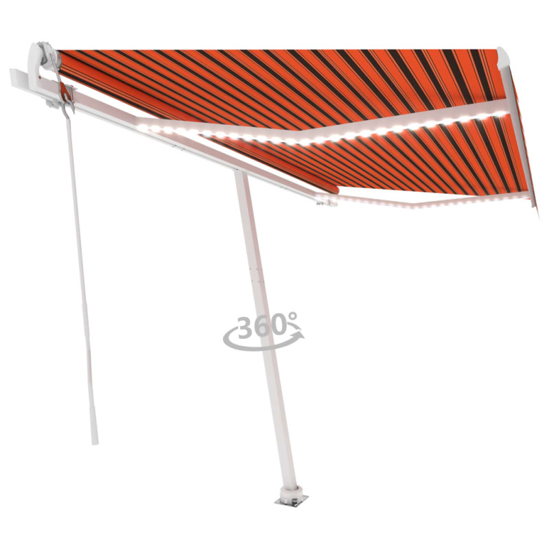 Produktbild för Automatisk markis med vindsensor & LED 400x300 cm orange/brun