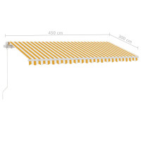 Produktbild för Fristående markis manuellt infällbar 450x300 cm gul/vit