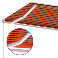 Produktbild för Markis manuellt infällbar med LED 450x300 cm orange och brun
