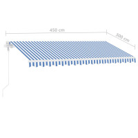 Produktbild för Fristående markis automatisk 450x300 cm blå/vit