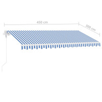 Miniatyr av produktbild för Automatisk markis med vindsensor & LED 450x300 cm blå och vit