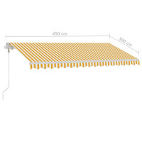 Produktbild för Automatisk markis med vindsensor & LED 450x300 cm gul/vit