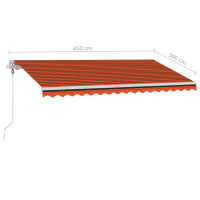 Produktbild för Automatisk markis med vindsensor & LED 450x300 cm orange/brun