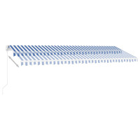 Miniatyr av produktbild för Markis manuellt infällbar fristående 500x300 cm blå/vit