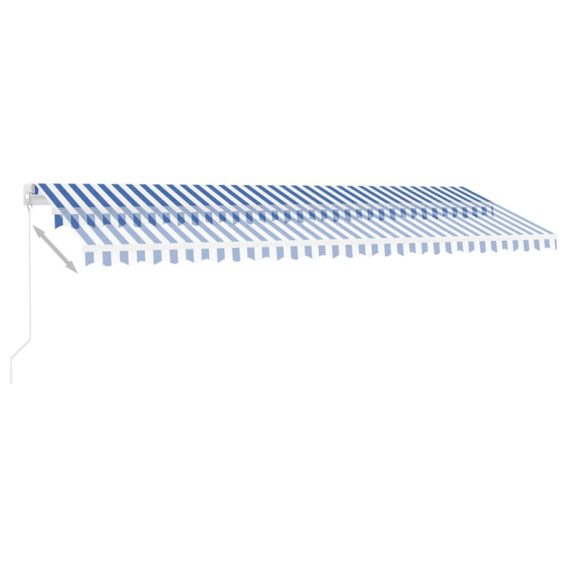 Produktbild för Markis manuellt infällbar fristående 500x300 cm blå/vit