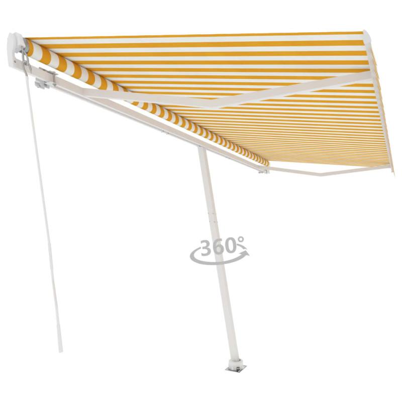 Produktbild för Markis manuellt infällbar fristående 500x300 cm gul/vit