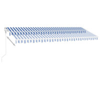 Miniatyr av produktbild för Automatisk markis med vindsensor & LED 500x300 cm blå och vit