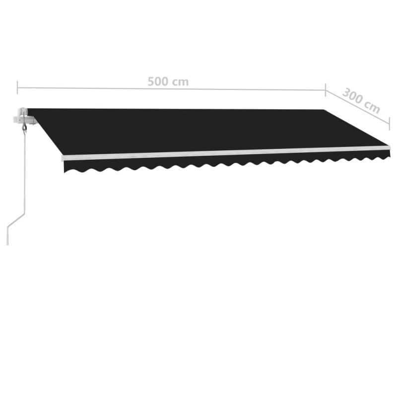 Produktbild för Automatisk markis med vindsensor & LED 500x300 cm antracit