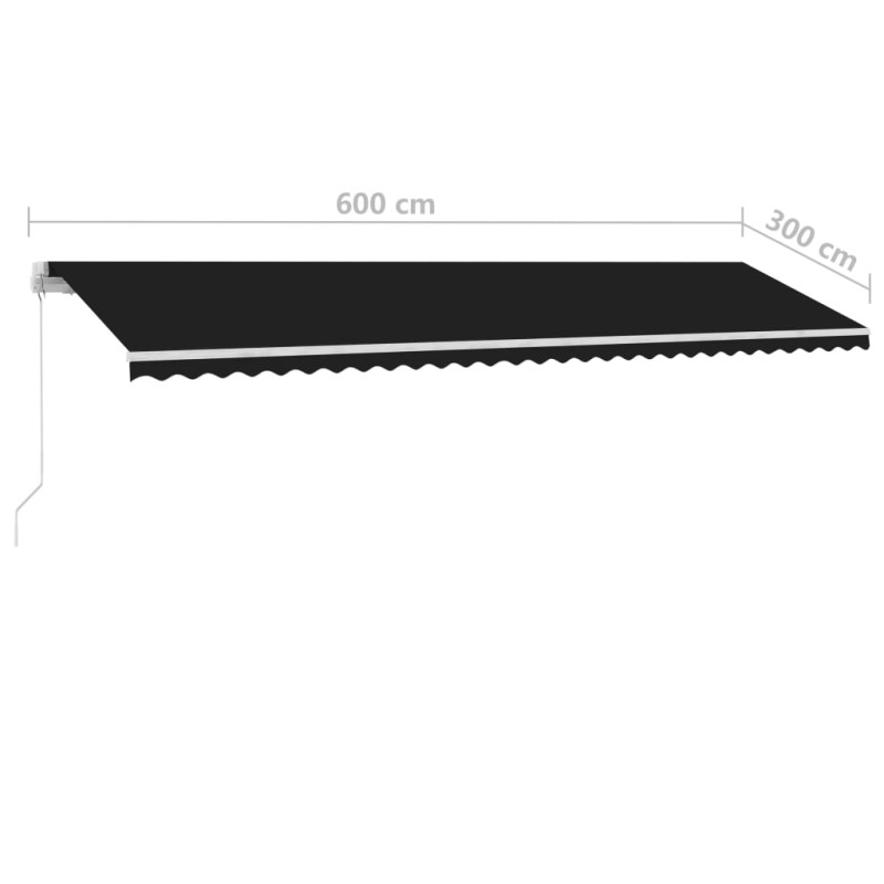 Produktbild för Fristående markis manuellt infällbar 600x300 cm antracit