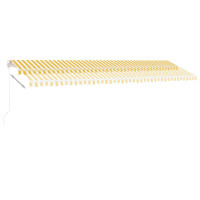 Produktbild för Markis med LED manuellt infällbar 600x300 cm gul och vit