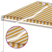 Produktbild för Markis med LED manuellt infällbar 600x300 cm gul och vit