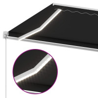 Produktbild för Markis med LED manuellt infällbar 600x300 cm antracit