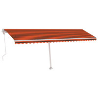 Produktbild för Fristående automatisk markis 600x300 cm orange/brun