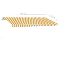 Miniatyr av produktbild för Markis manuellt infällbar fristående 400x350 cm gul/vit