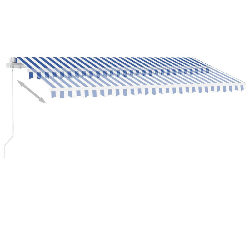 Produktbild för Fristående markis manuellt infällbar 450x350 cm blå/vit