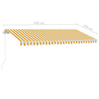 Miniatyr av produktbild för Markis manuellt infällbar med LED 450x350 cm gul och vit