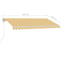 Produktbild för Automatisk markis med vindsensor & LED 450x350 cm gul/vit