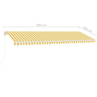 Produktbild för Markis manuellt infällbar med LED 500x350 cm gul och vit
