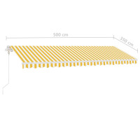 Produktbild för Automatisk markis med vindsensor & LED 500x350 cm gul/vit