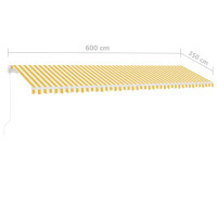 Produktbild för Fristående markis manuellt infällbar 600x350 cm gul/vit