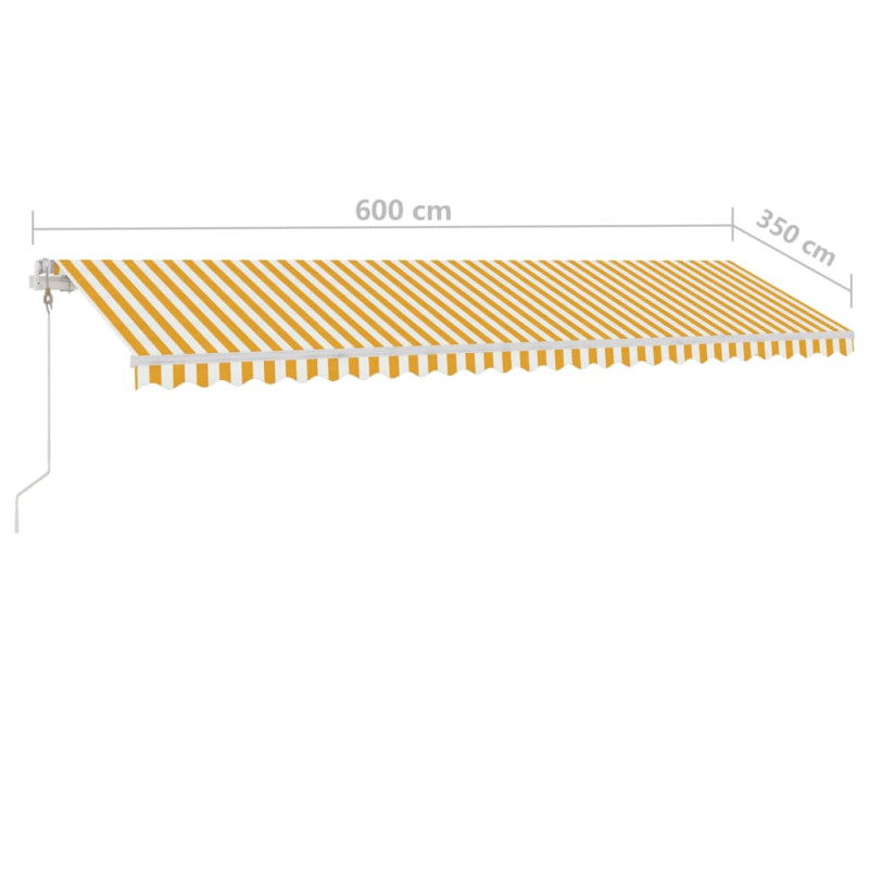 Produktbild för Automatisk markis med vindsensor & LED 600x350 cm gul/vit