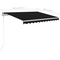 Produktbild för Fristående markis manuellt infällbar 300x250 cm antracit