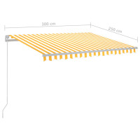 Produktbild för Fristående markis automatisk 300x250 cm gul/vit